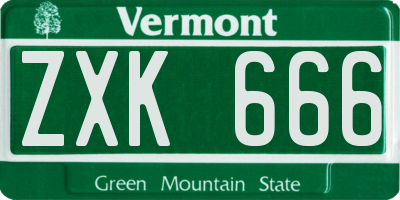 VT license plate ZXK666