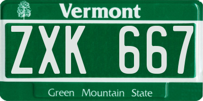VT license plate ZXK667