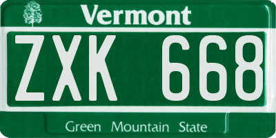 VT license plate ZXK668