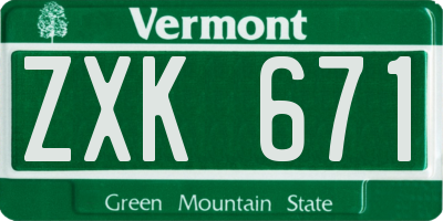 VT license plate ZXK671