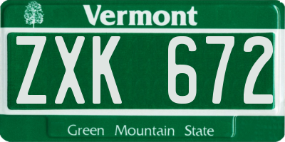 VT license plate ZXK672