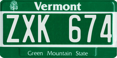 VT license plate ZXK674