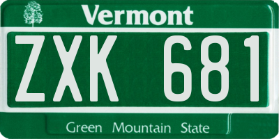 VT license plate ZXK681