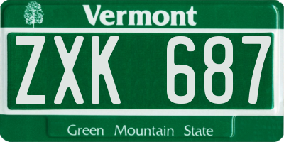 VT license plate ZXK687