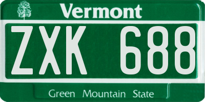 VT license plate ZXK688