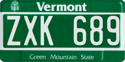 VT license plate ZXK689