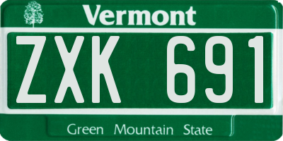 VT license plate ZXK691