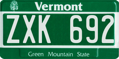 VT license plate ZXK692