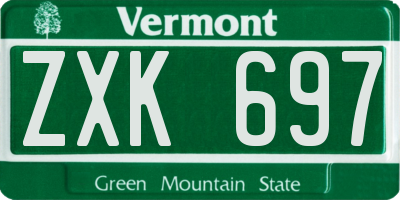 VT license plate ZXK697