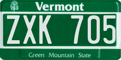 VT license plate ZXK705