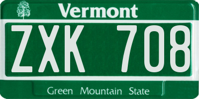 VT license plate ZXK708