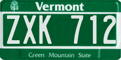 VT license plate ZXK712