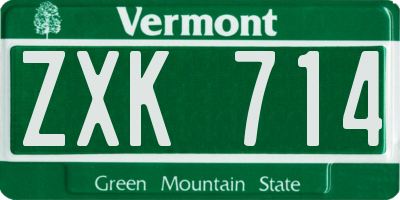 VT license plate ZXK714