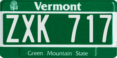 VT license plate ZXK717