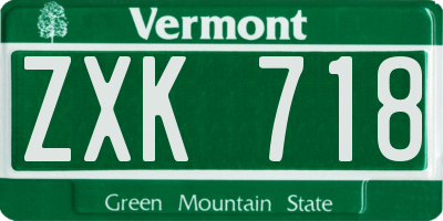 VT license plate ZXK718