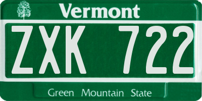 VT license plate ZXK722