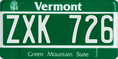 VT license plate ZXK726