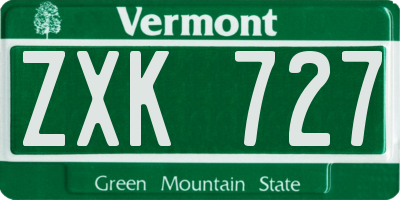 VT license plate ZXK727