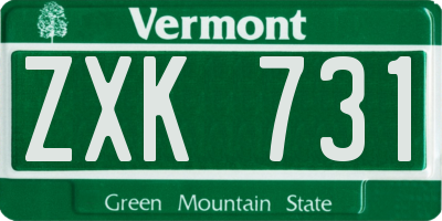 VT license plate ZXK731
