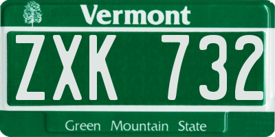 VT license plate ZXK732