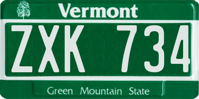 VT license plate ZXK734