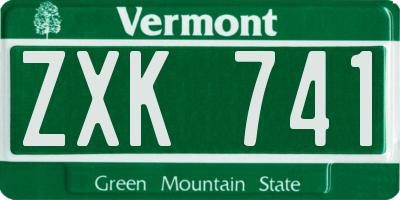 VT license plate ZXK741