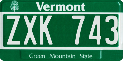 VT license plate ZXK743