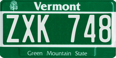 VT license plate ZXK748