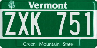VT license plate ZXK751