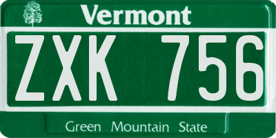 VT license plate ZXK756