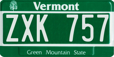 VT license plate ZXK757