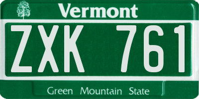 VT license plate ZXK761