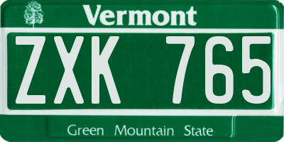 VT license plate ZXK765