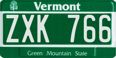 VT license plate ZXK766