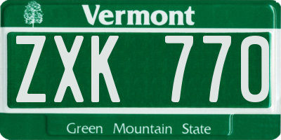 VT license plate ZXK770