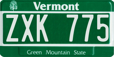 VT license plate ZXK775