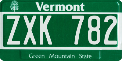 VT license plate ZXK782