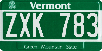 VT license plate ZXK783