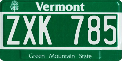 VT license plate ZXK785
