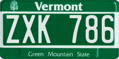 VT license plate ZXK786