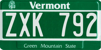VT license plate ZXK792