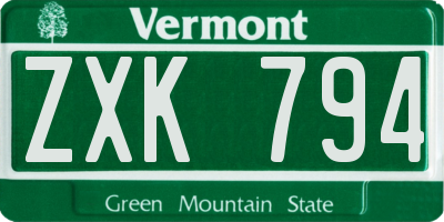 VT license plate ZXK794