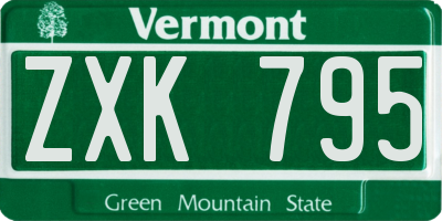 VT license plate ZXK795
