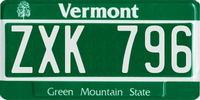 VT license plate ZXK796
