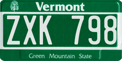 VT license plate ZXK798