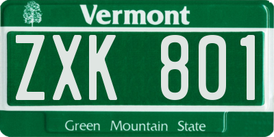 VT license plate ZXK801