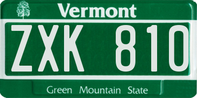 VT license plate ZXK810