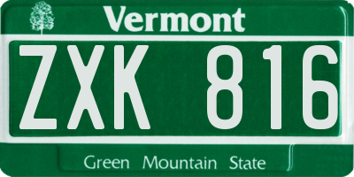 VT license plate ZXK816