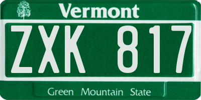 VT license plate ZXK817