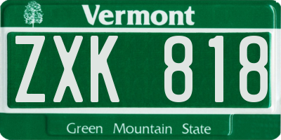 VT license plate ZXK818